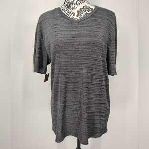Iz It U Gray Short Sleeve Men's V Neck Tee Shirt Size Medium